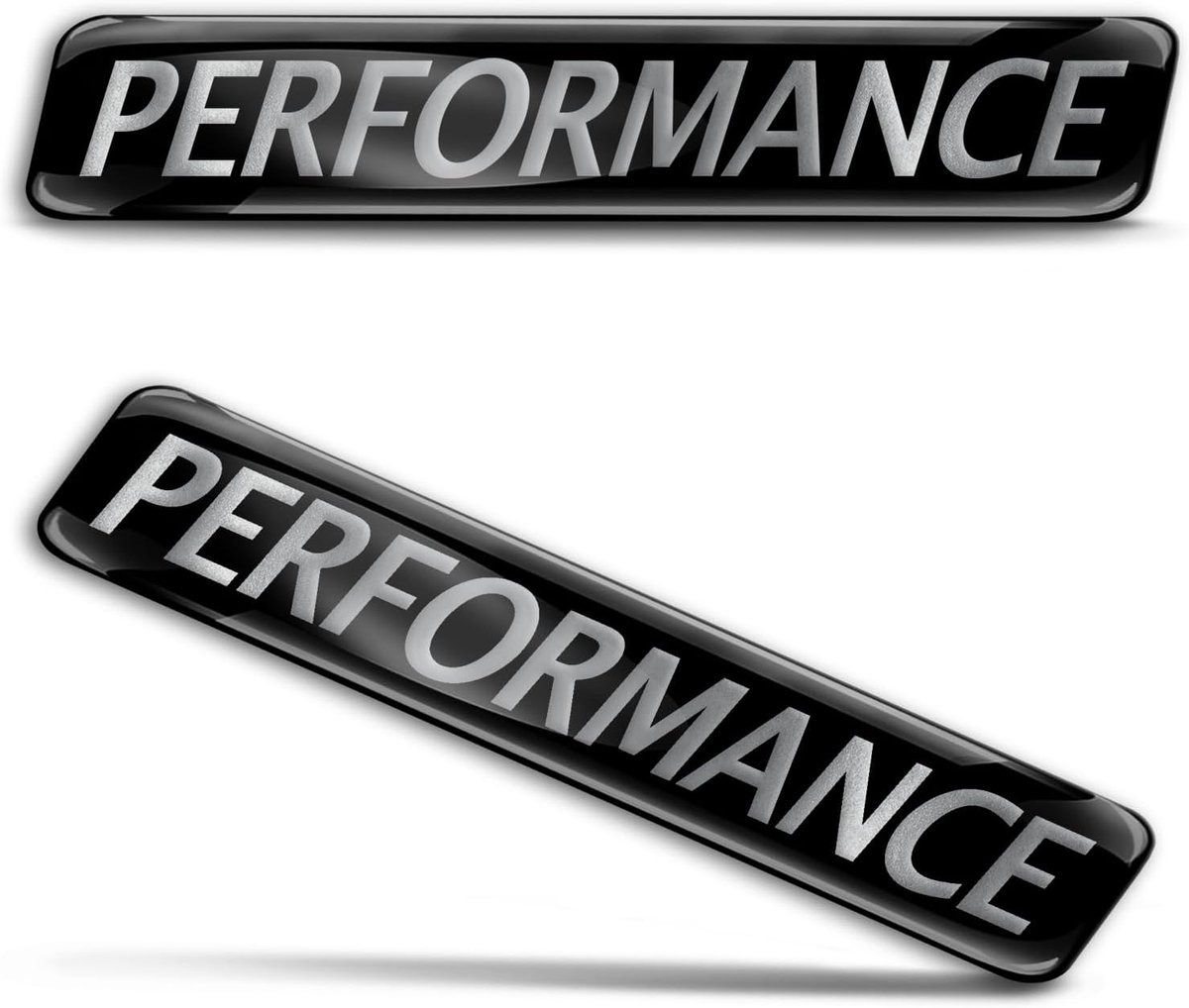 Set van 2x 3D Gel Siliconen Stickers Badge Zilver Zwart voor Auto Motorfiets en Fiets