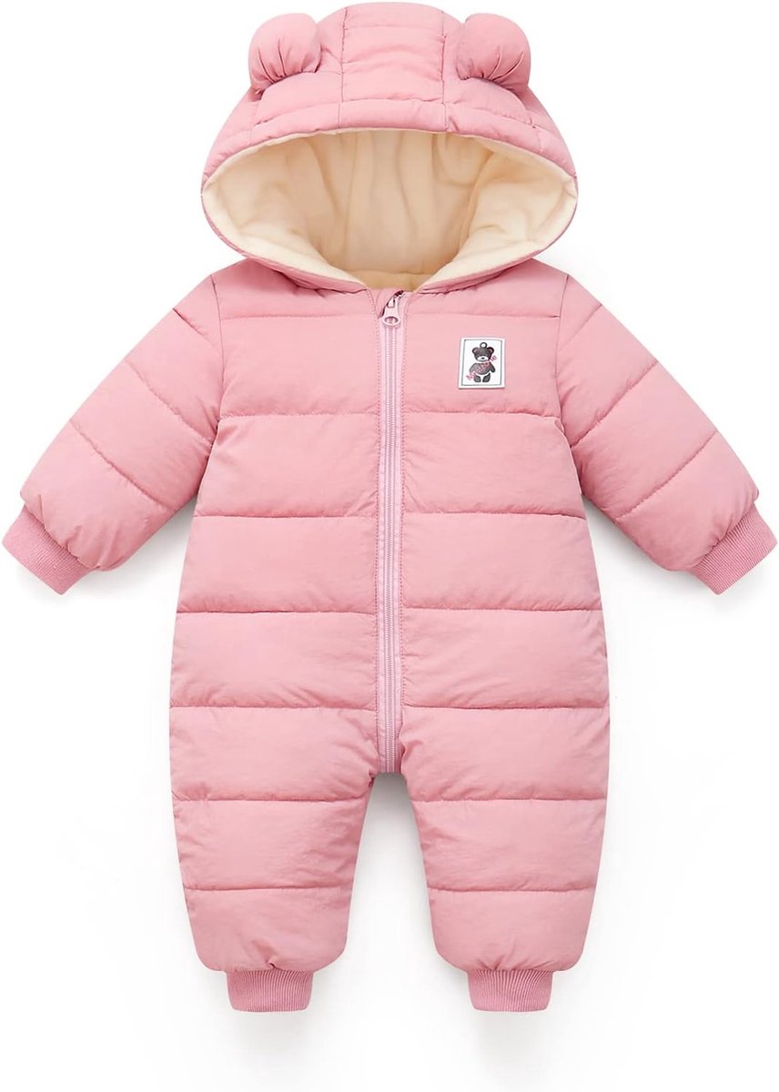 Baby Winteroverall met Capuchon – Warme Fleece Romper voor Pasgeboren Jongens en Meisjes (0-18 maanden)