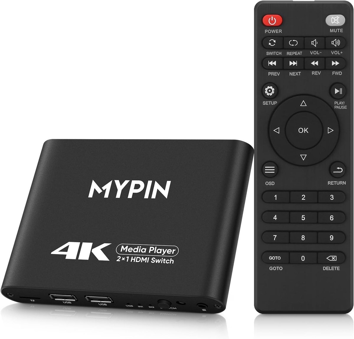 4K Mediaspeler met 2-in-1 HDMI Schakelaar en Afstandsbediening