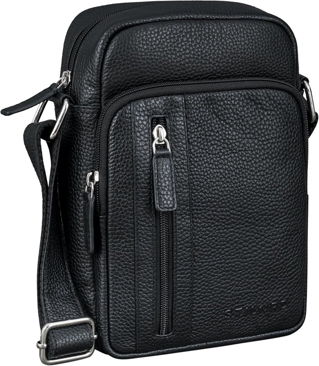 Elegante Heren Schoudertas Klein Leer Crossbody Handig Formaat