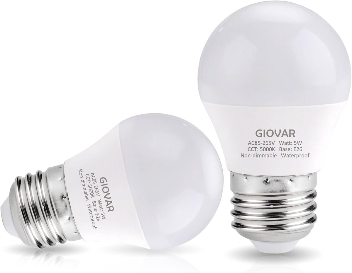 2-Pack LED Koelkastlampen E26 Fitting 40W Equivalent Daglicht Wit 5000K - Waterdicht