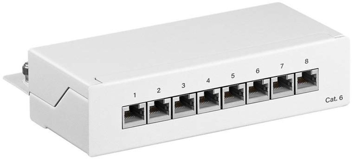 CAT 6 Mini Patchpaneel 8 Poorten STP - 1 HE Wandmontage Netwerkverdeler