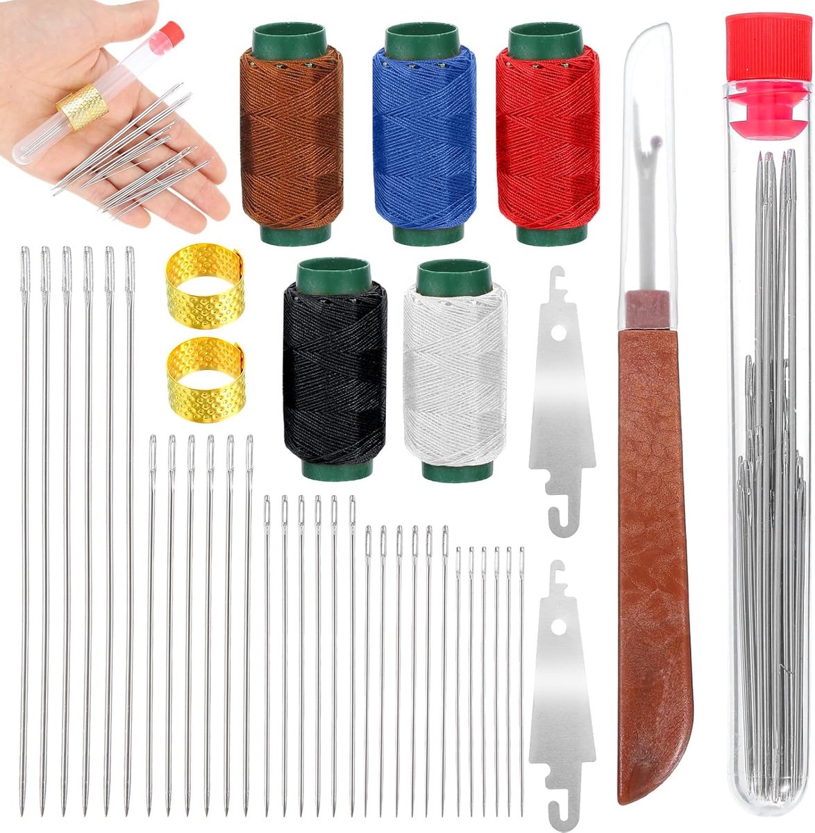 Naaigereedschap Set - Stalen Naalden - Draad Rijgen - 41 Delig Inclusief Tas - 12.7 x 8.9 cm
