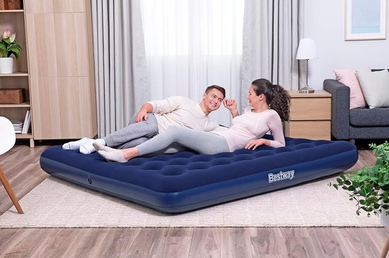 Extra Groot Dubbel Luchtbed Blauw 203 x 183 cm - Comfortabel & Snel Op te Blazen — afbeelding 2
