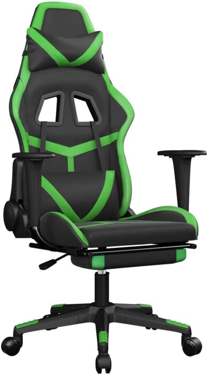 Comfortabele Gaming Stoel met Voetensteun Kunstleer Zwart en Groen