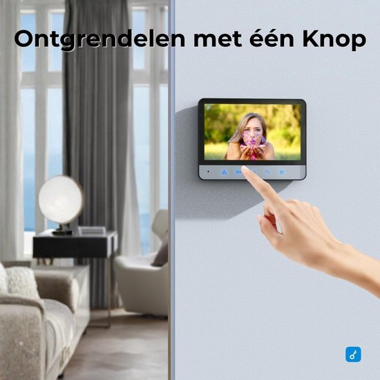 videodeurintercomsysteem, 4-draads deurintercom met camera, 7-inch monitor met bedrade deurbel, nachtmodus, live weergave en gespreksfunctie, ontgrendelen via monitor, 16 beltonen van Merkloos — afbeelding 3