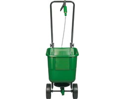 Quvo® Strooiwagen – Meststofstrooier Met 12 Liter Vulvolume – Meststrooier Ook Voor Gazonmest, Kalk, Gazonzaad En Strooizout - Strooiproces Te Bedienen Via de Handgreep -Groen- 24cm x 14cm x 12cm