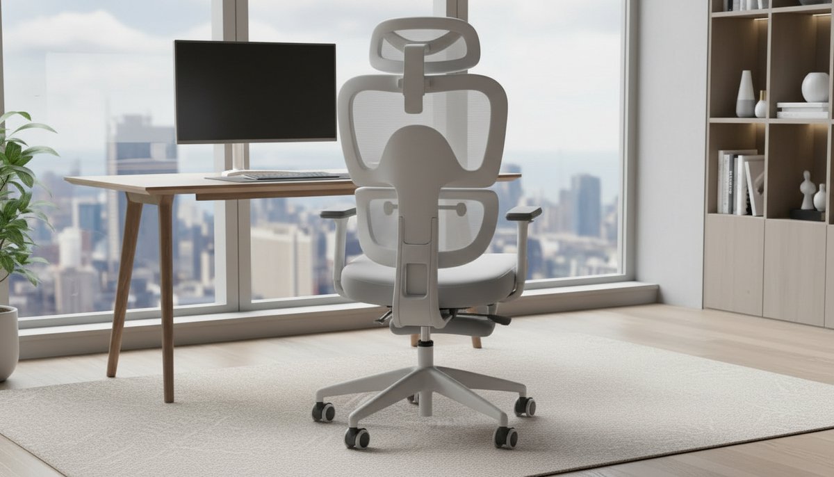 Ergonomische Bureaustoel Casa Velluto SerenityPro E600 – 3D Verstelbare Armsteunen, Lendensteun en Hoofdsteun met Voetsteun – Ideaal voor Vrouwen, Tieners en Thuiswerken – Ruggengraatbescherming, Comfortabel en Ademend Grijs
