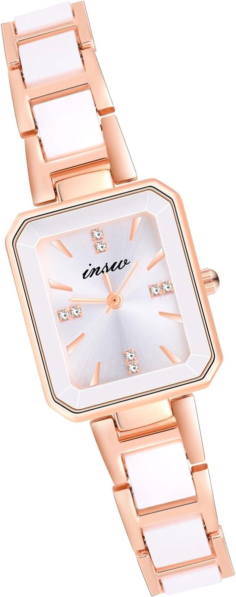 Dames Horloge Rechthoekig Wit Keramiek Quartz Analoge Armband Horloge