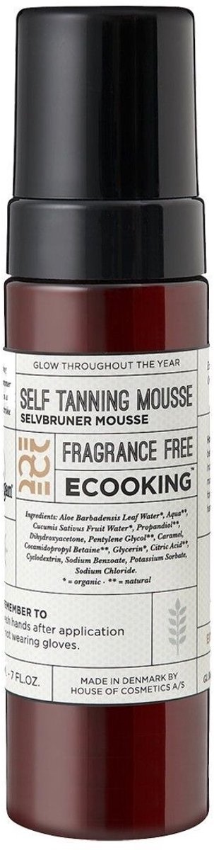 Ecooking Zelfbruiner Mousse Zonder Parfum – 200 ml – Geleidelijk Bruin Zonder Zon – Streeploze Applicatie – Sneldrogend & Niet Vettig – Hydraterende Formule Met Aloë Vera – Voor Lichaam En Gezicht – Vegan – Voor Een Natuurlijke Zomergloed