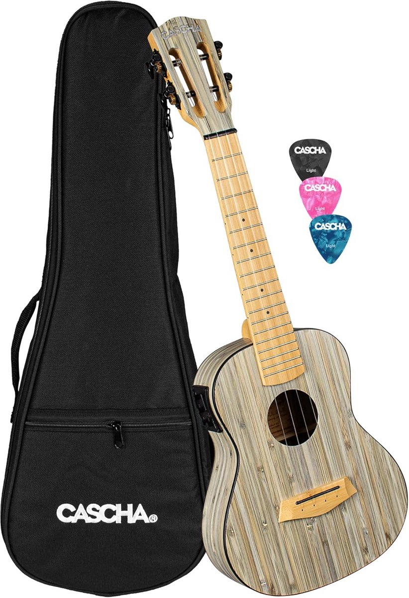 Elektrische Concert Ukelele van Bamboe met Tas en Plectrums