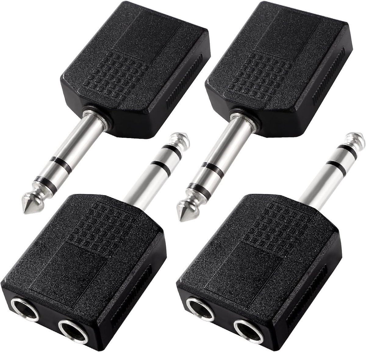 4x 6.35mm Jack Stereo Audio Splitter Adapter van Stekker naar 2x Aansluiting