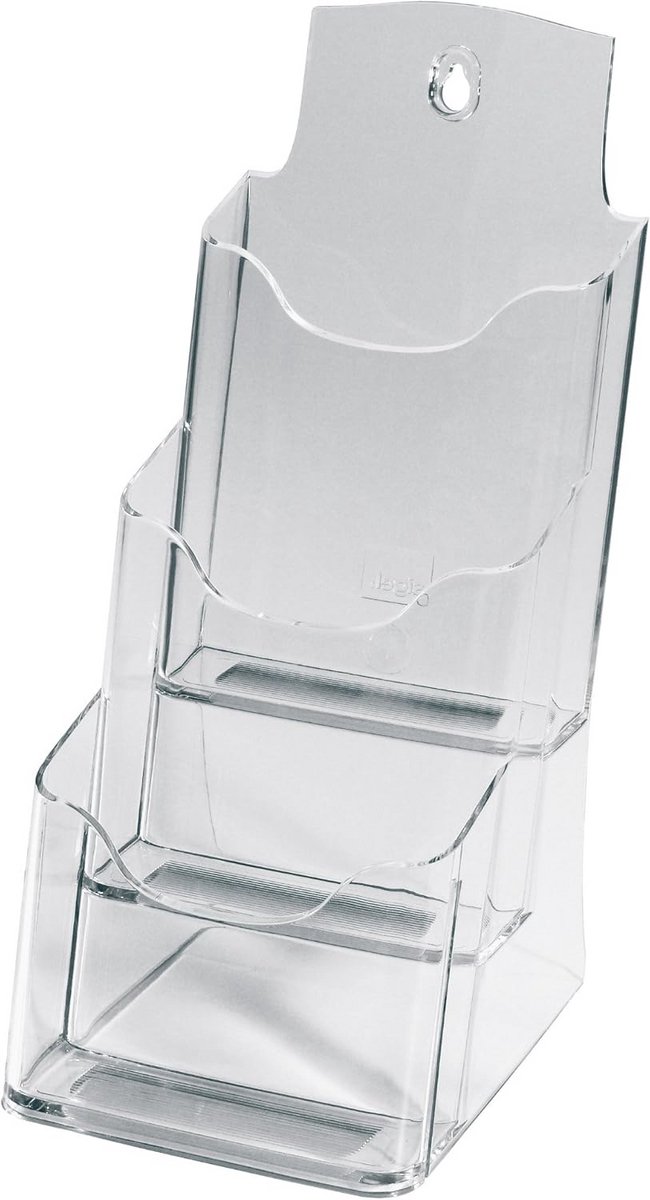 Acrylaat Brochurehouder Tafelmodel met 3 Vakken Transparant voor DIN Lang/A6