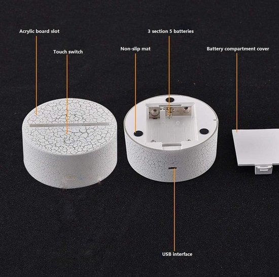 3D Optische Illusie LED Nachtlamp - 7 Kleuren Touch Sensor Tafel- en Slaapkamerlamp van Merkloos — afbeelding 3