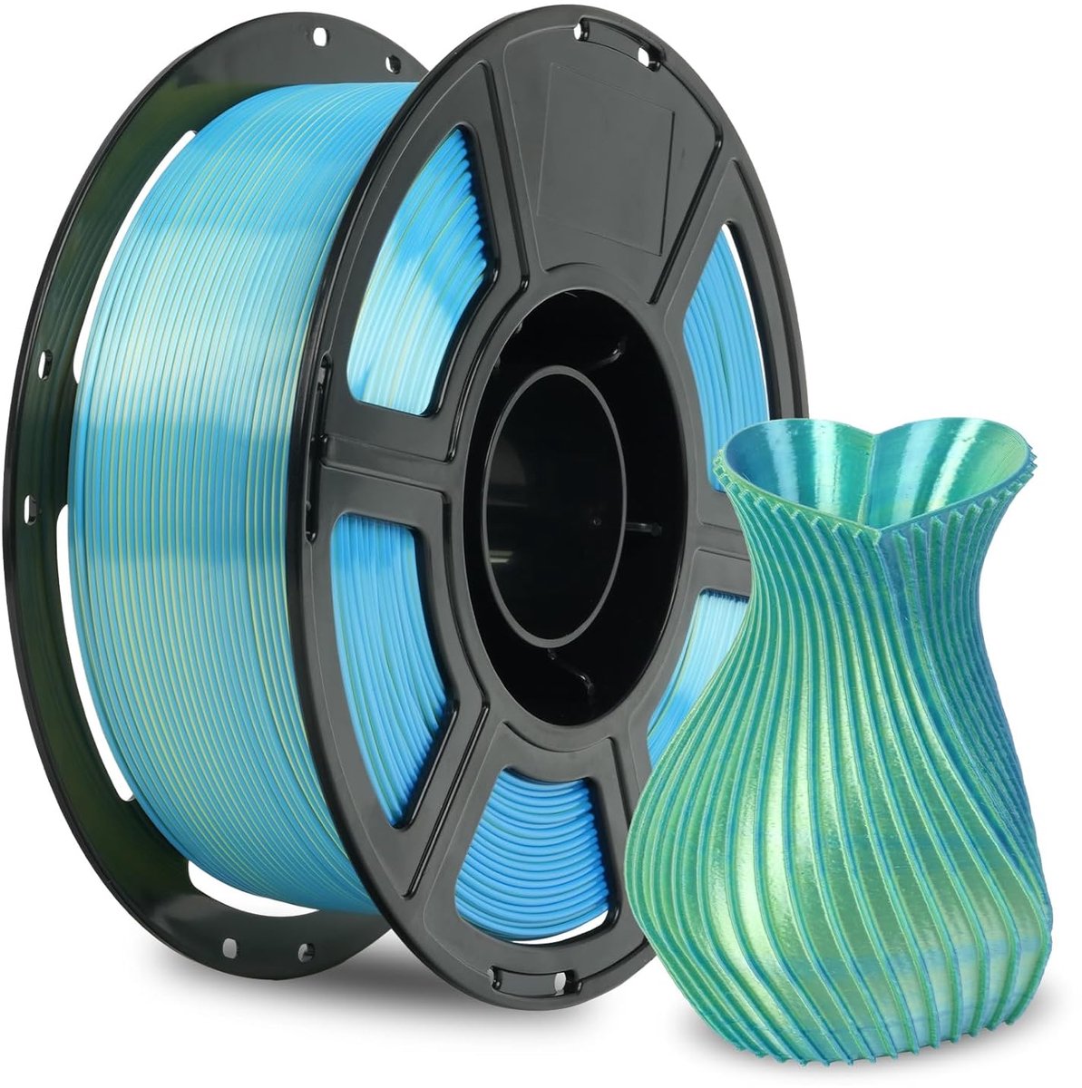 3D Printer Filament - Zijde PLA Draad - Creatieve Prints Maken - Tweekleurig Co-extrusie - 1.75 mm Spoel - Geel Blauw