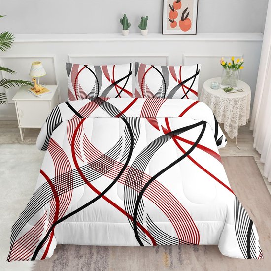 Dekbedset met Lijnpatroon voor Kinderen en Volwassenen - Ademend Beddengoed voor Alle Seizoenen