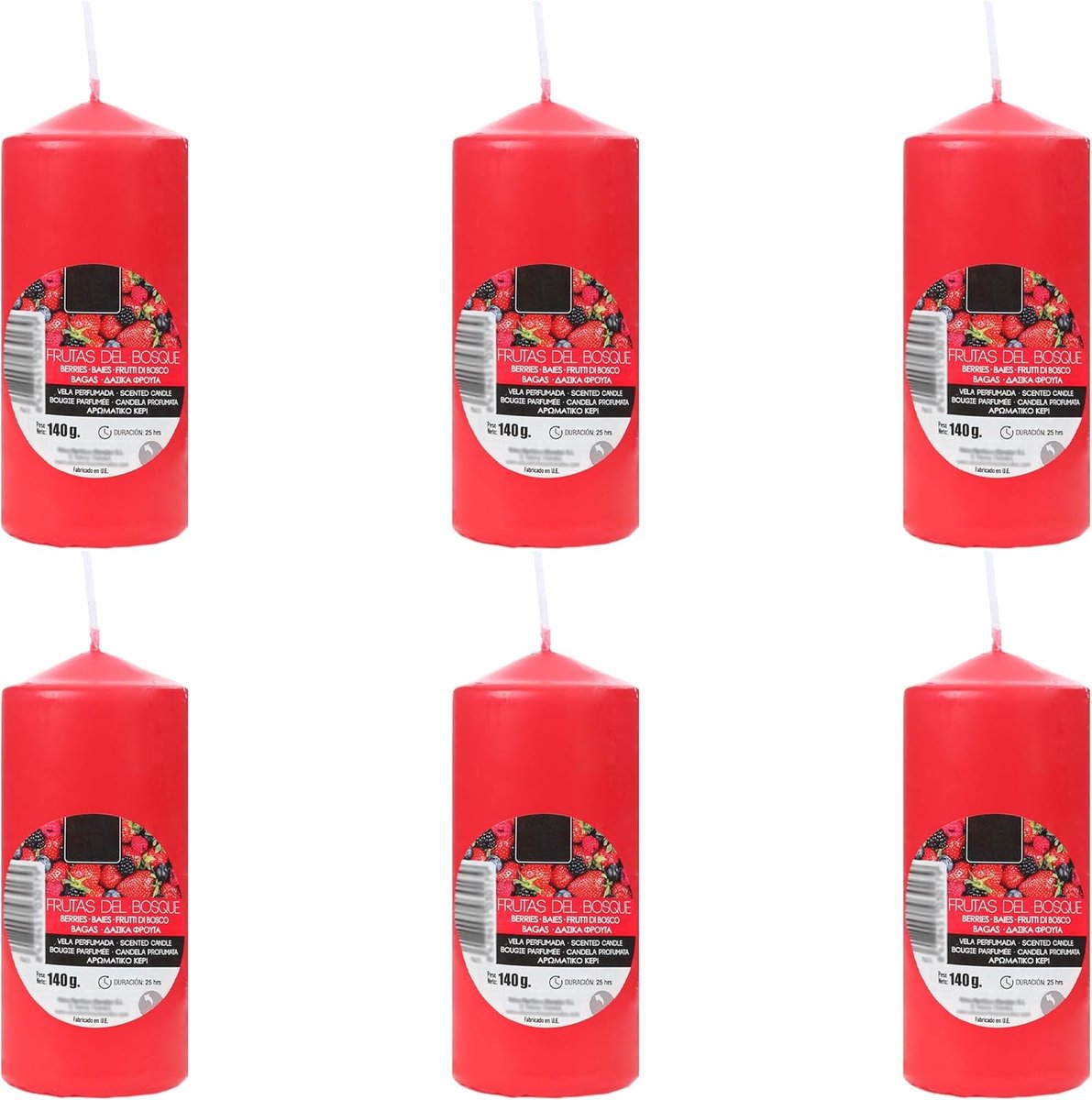 Set van 6 Decoratieve Cilindrische Geurkaarsen met Lange Brandduur