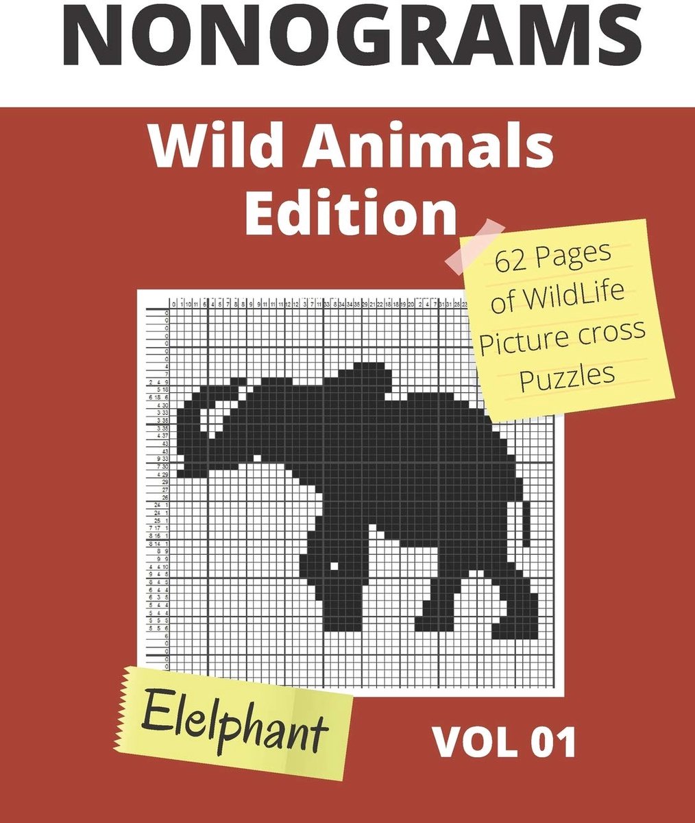 Nonogram Puzzelboek: Grote Uitdagingen met Wilde Dieren | Logische Hanjie & Picross Puzzels voor Volwassenen