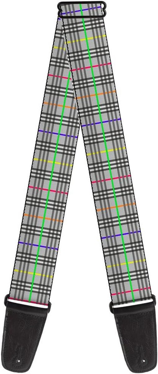 Verstelbare Gitaarband in Plaid Grijs/Neon Stijl - Comfortabel en Duurzaam