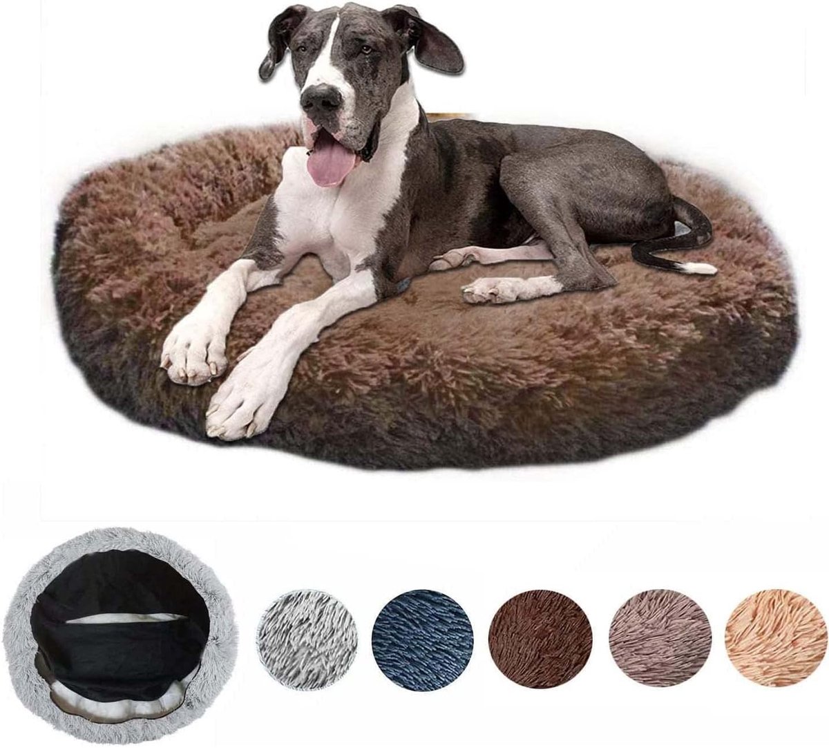 Ronde Pluche Hondenmand XL (100cm) - Zacht en Comfortabel Anti-Stress Huisdierbed Wasbaar