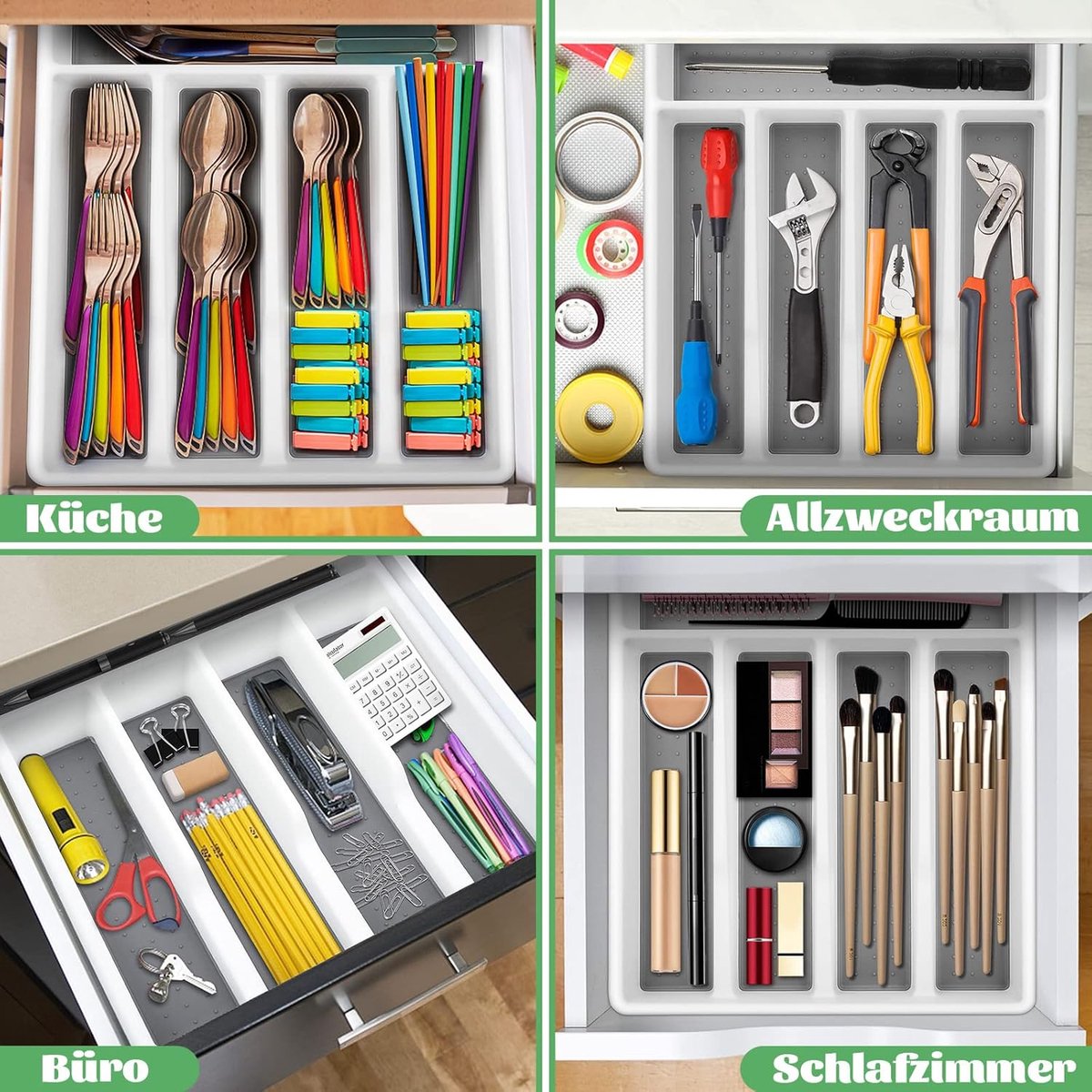 Bestekorganizer voor Lade - Keuken Organizer met 5 Rasters - Wit