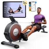 MERACH Magnetische roeimachine met bluetooth - 16 weerstandsniveaus - Stille roeitrainer voor thuis met exclusieve app - LCD-gegevensweergave - Eenvoudige montage - Geüpgradede dubbele glijrails - verticaal opbergen