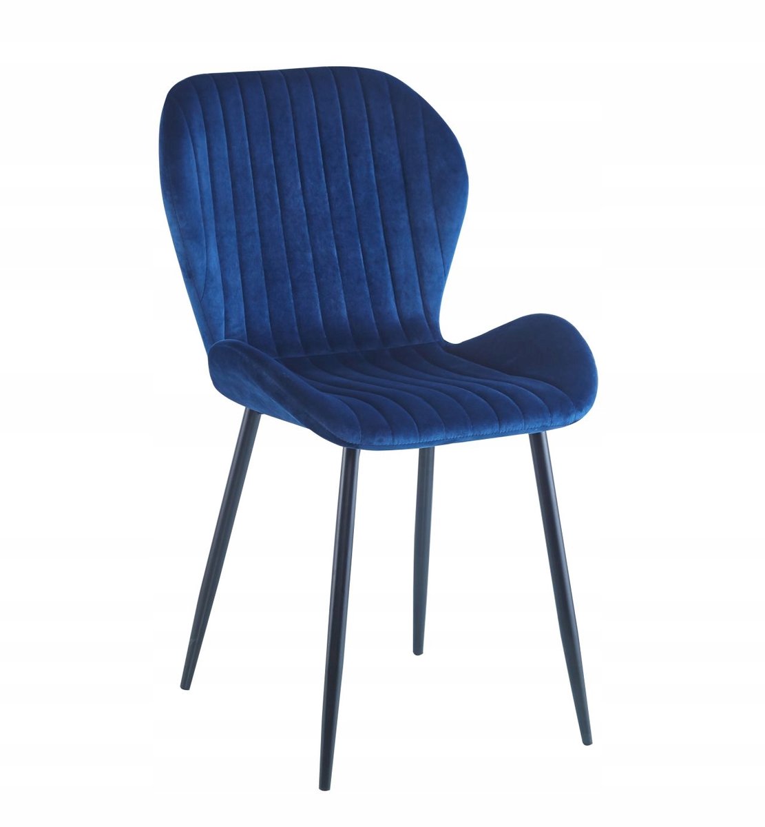 Furnitex K1-FX - Eetkamerstoel - Blauwe velvet bekleding - Zwarte metalen poten - Gestikt patroon