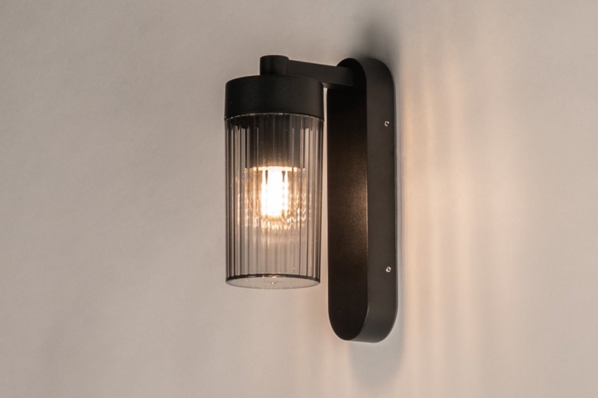 Lumidora Wandlamp 31755 - Voor buiten - MACARENA - E27 - 4.0 Watt - 300 Lumen - 2200 Kelvin - Zwart - Kunststof - Buitenlamp - IP54 - Met Sensor