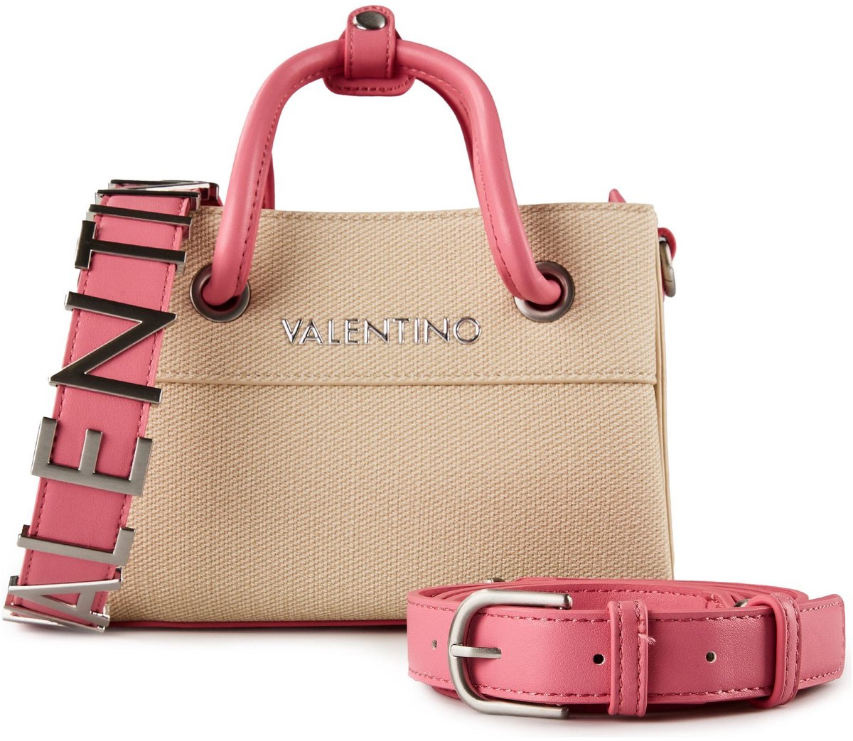 VALENTINO schoudertas handtas Alexia Summer Shopping Bag Nat / Rosa beige
