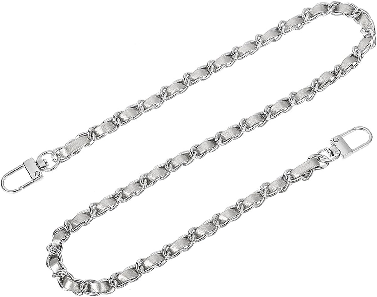 Leren Tassenriem - Schouderband voor tas -Vervangende Draagriem - handtassen dames - Handtaskettingen met gespen voor schoudertassen - 60 cm - zilver zilver - van Imperatoris