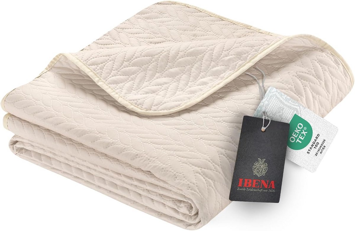Beige Bedsprei 140x210 cm met Vlechtpatroon - Lichte Dekens voor Slaapkamer