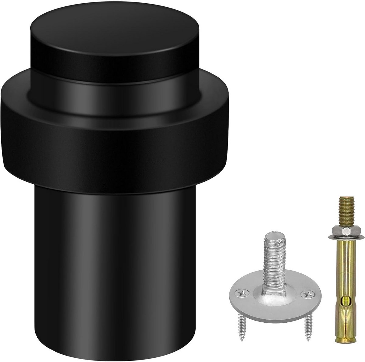 Cilindrische Deurstopper 50 mm - Roestvrij Staal met Geluidsdempende Bumper voor Binnen en Buiten
