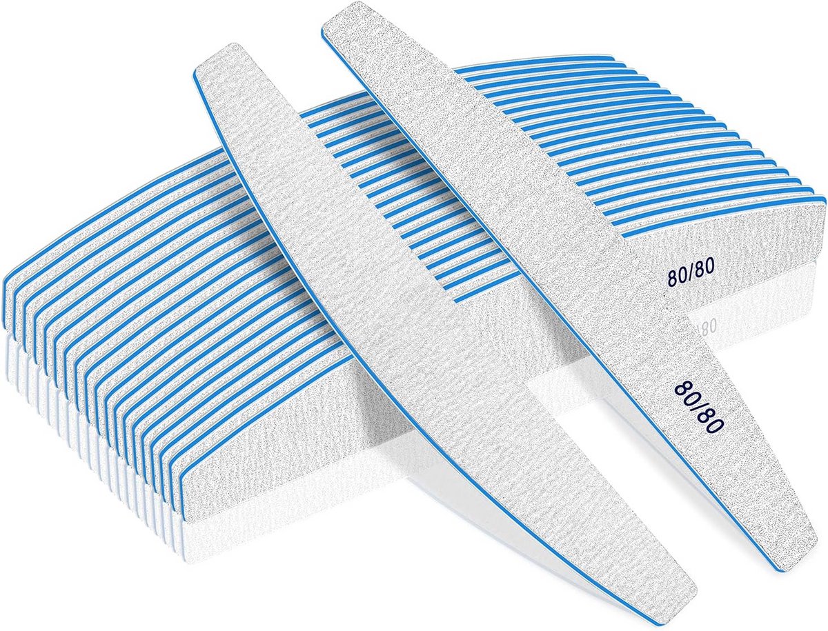 Nagelvijlen voor Acrylnagels - 12 Stuks, Dubbelzijdige Grof Wasbare Manicuregereedschap