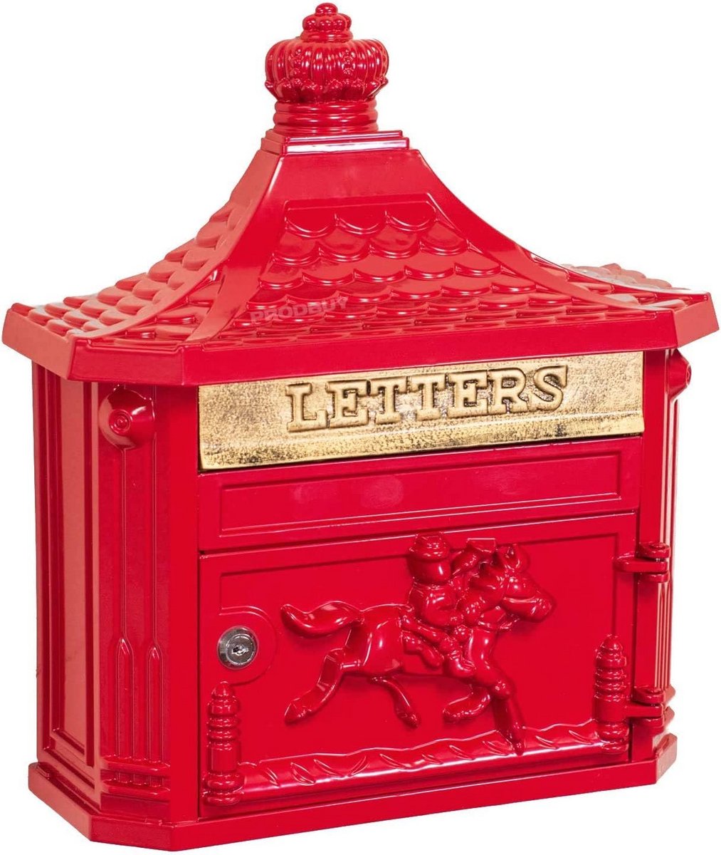 Antieke Victoriaanse muur gemonteerde postbox met vergrendeling en hoge veiligheid