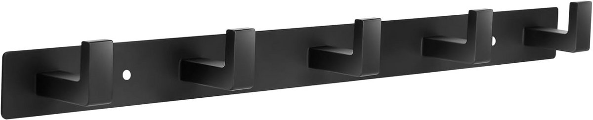 Zwart Metalen Kapstok met 5 Haken voor Wandmontage - Ideaal voor Kleding, Tassen, Hoeden e