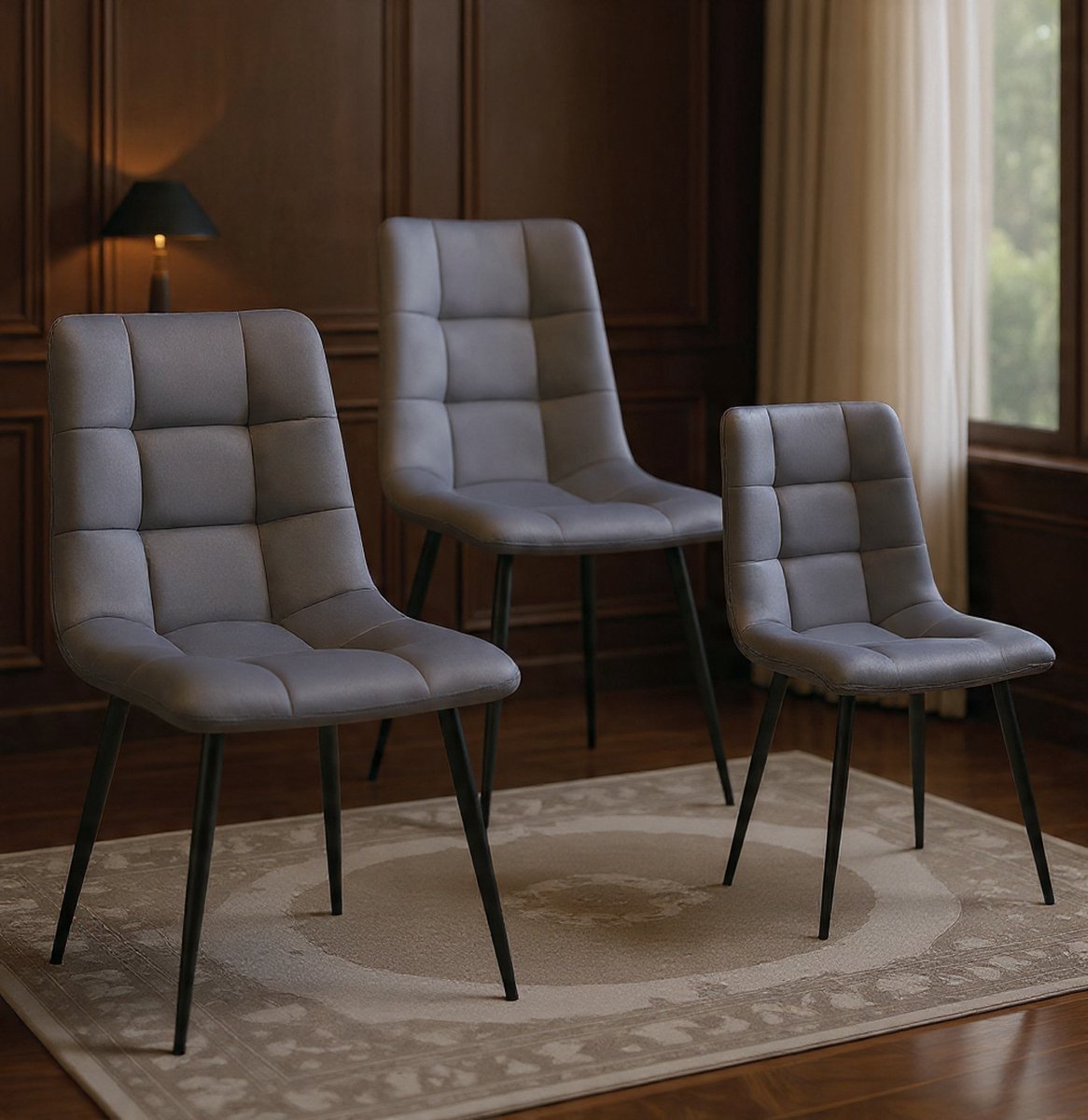 Eetkamerstoelen Eetstoelen Fluwelen bekleding Gestoffeerde stoel Eetkamerstoel Milano Set van 4 GRIJS 521252-NoviHome