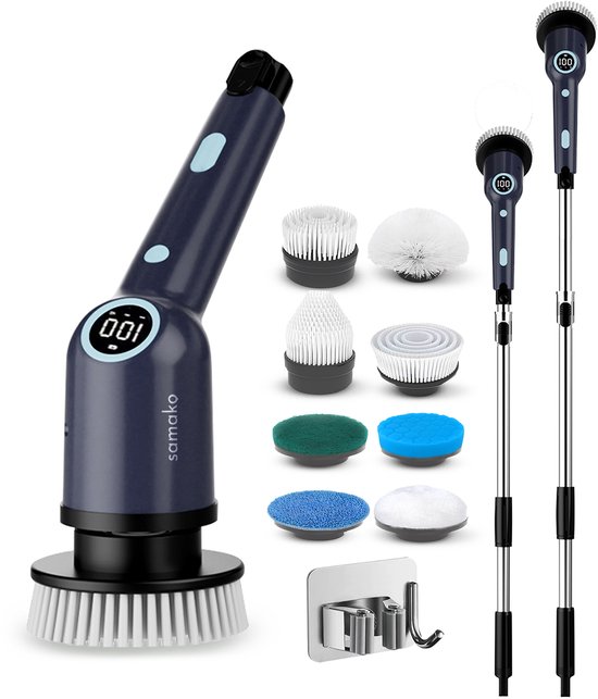 Samako elektrische schoonmaakborstel – IPX6 waterdicht – 9 opzetstukken