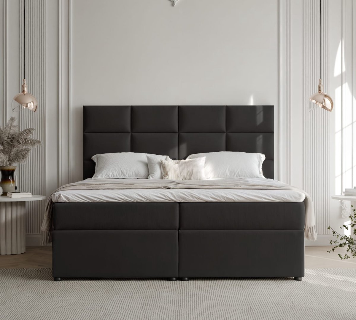 Zetelsenbedden Boxspring Leno - 180x200 - Donkergrijs Structuurstof thumbnail 2