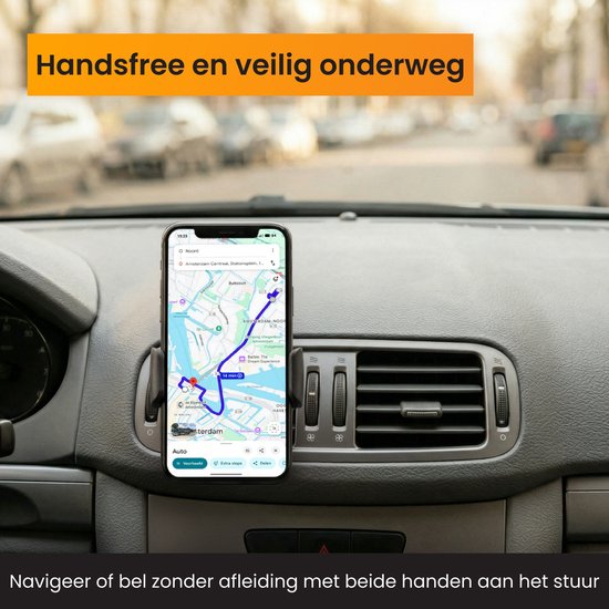 Support Téléphone Voiture R2B pour Grille d’Aération – Support GSM Ventilation – Support Mobile Voiture – Fixation Smartphone – Accessoire Auto – Modèle Amsterdam