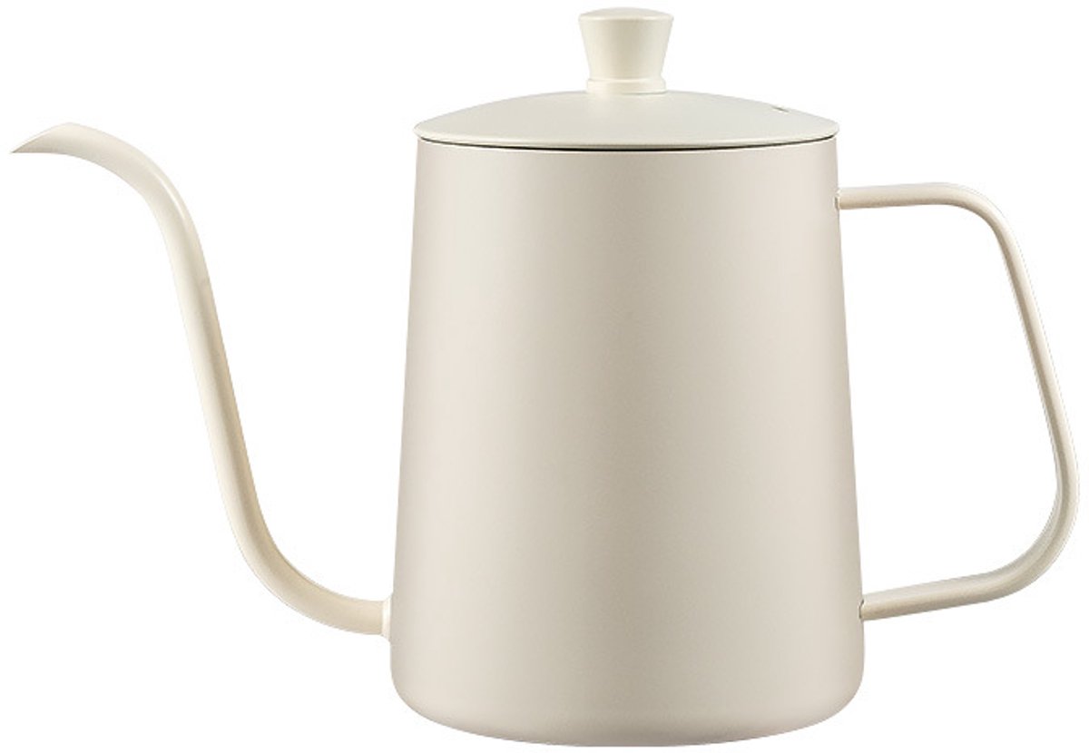 Pour-over waterkoker, koffiezetapparaat met zwanenhals en deksel, roestvrijstalen koffiezetapparaat met lange smalle tuit, pour-over waterkoker, pour-over theepot (600 ml met gegradueerd deksel).