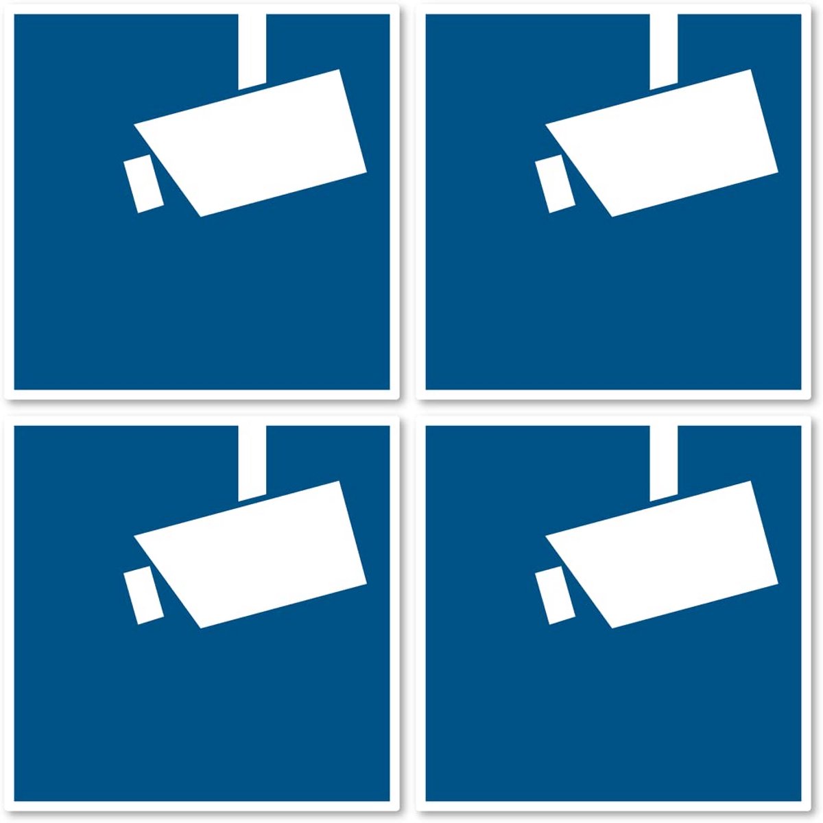 Set van 4 Ronde Videobewaking Stickers - Ø 10 cm - DSGVO/BDSG Conform