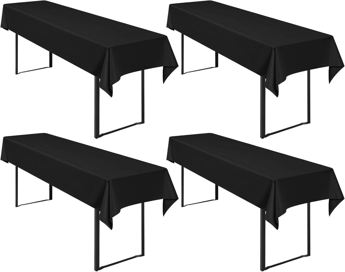 Set van 4 zwarte biertafelhoezen - Universele polyester tafelkleden voor biertafels (250x100 cm)