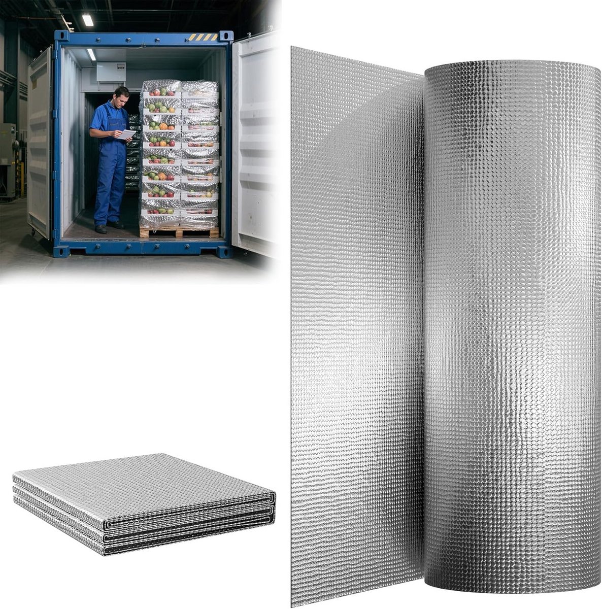 Isolatiefolie Dubbelzijdig Aluminium 3-4mm voor Dak, Vloer en Wand - Warmte & Geluidsisolatie Rol