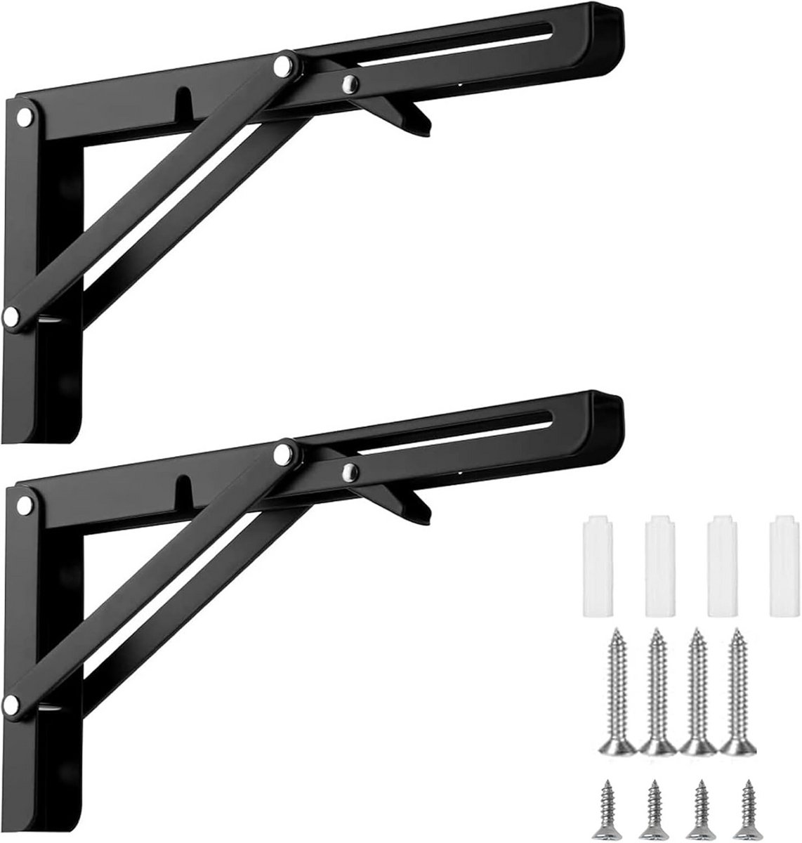 2 Stuks Opvouwbare Plankbeugels 40cm RVS - Zware Draagkracht Wandsteunen voor Klaptafel en Planken