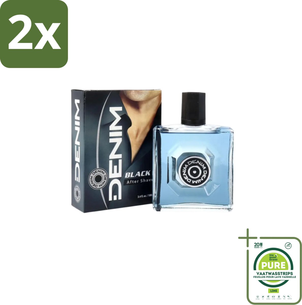 Denim – Aftershave – Black – 100 ml - Voordeelverpakking - 2 stuks - Aftershave mannen - Aftershave na scheren