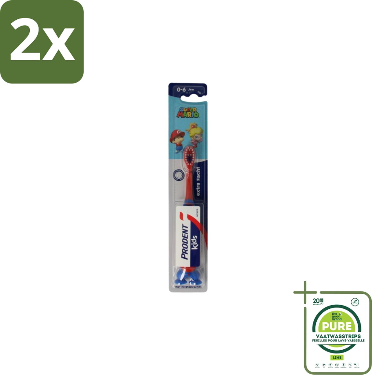 Prodent – Tandenborstel – Super Mario – 0–6 jaar - Voordeelverpakking - 2 stuks - Tandenborstel voor kinderen - Tandenpoetsen voor jonge kinderen