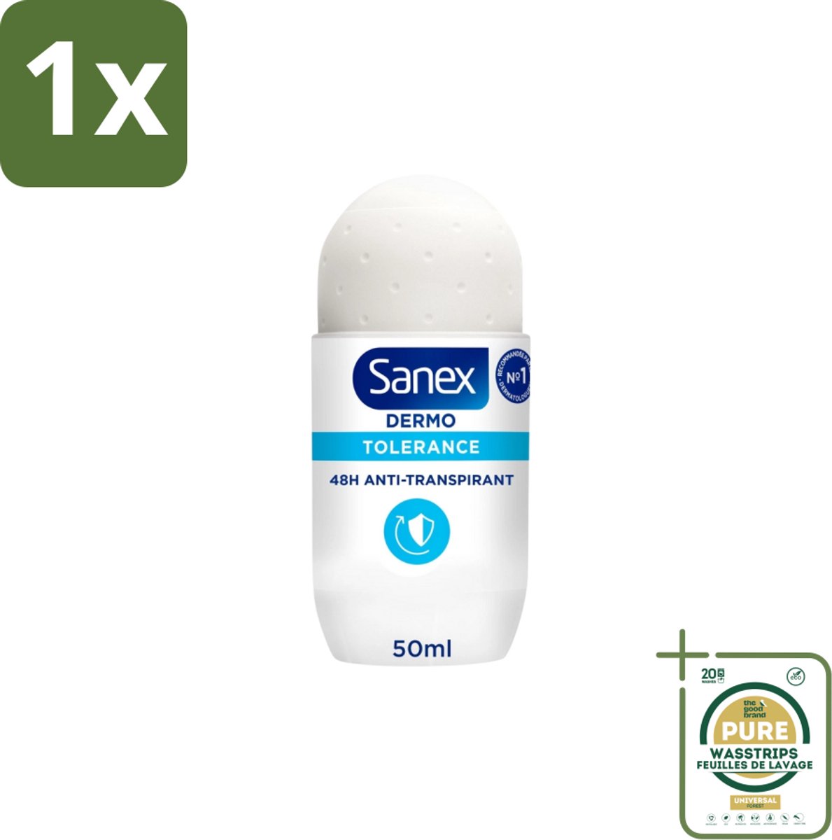 1 x Sanex – Deo Roll-on – Dermo Tolerance – 50 ml- Gevoelige Huid - Intolerante Huid - Hypoallergene Deodorant - Huidverdraagzaamheid - Geurcontrole