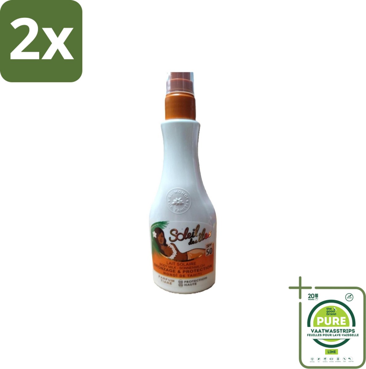 Soleil des Îles – Zonnemelk – Monoï de Tahiti SPF50 Tiaré – Beschermend - Voordeelverpakking - 2 stuks - Zonbescherming - Zonnebrandmelk