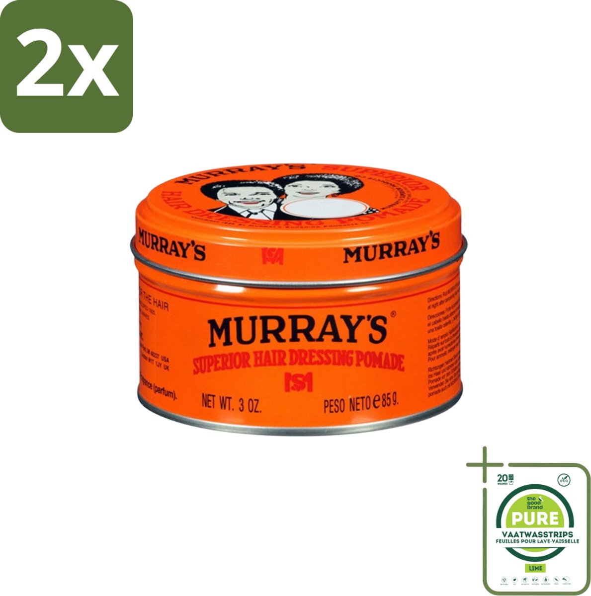 Murray’s – Pomade – Original – 85 g - Voordeelverpakking - 2 stuks - Haarkleur - Haartype