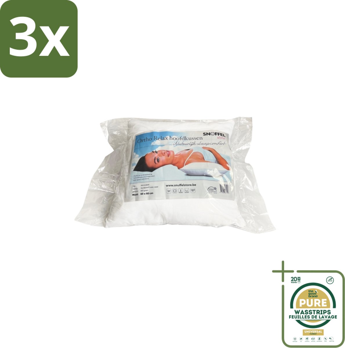 3 x Ortho Relax – Hoofdkussen – Luxe Hotelkwaliteit – Anti-Allergie 60 × 70 cm - Grootverpakking - Anti-snurk - Slaapcomfort - Nekondersteuning - Slaapomgeving - Hygiëne